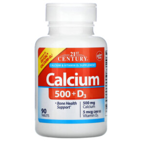 21st Century Calcium 500 + D3 5 mcg (200 IU) 90 Tablets 740985275160