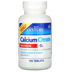 21st Century Calcium Citrate Maximum + D3 120 Tablets 740985274934