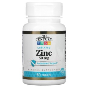 21st Century Chelated Zinc 50 mg 60 Tablets 740985280249