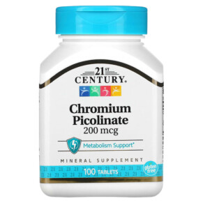 21st Century Chromium Picolinate 200 mcg 100 Tablets 740985213681