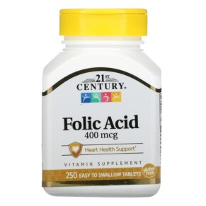 21st Century Folic Acid 400 mcg 250 Easy to Swallow Tablets 740985213773