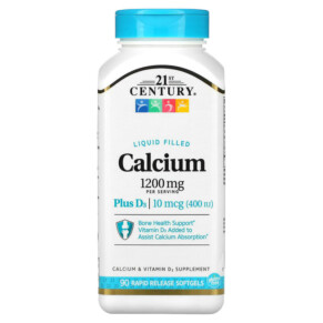 21st Century Liquid Filled Calcium Plus D3 600 mg 90 Rapid Release Softgels 740985226537