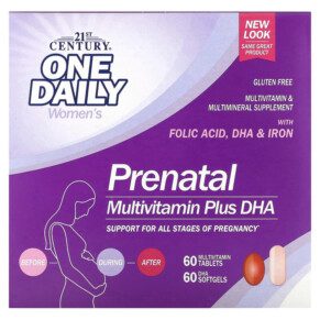 21st Century Prenatal Multivitamin Plus DHA 2 Bottles 60 Tablets / 60 Softgels 740985271759