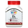 21st Century Vitamin D3 Chewable Orange 100 mcg (400 IU) 110 Tablets 740985273807