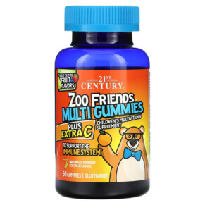 21st Century Zoo Friends Multi Gummies Plus Extra C Great Tasting Fruit 60 Gummies 740985276853