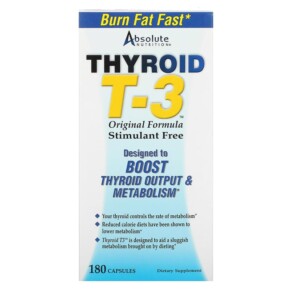 Absolute Nutrition Thyroid T-3 Original Formula 180 Capsules 708235088571