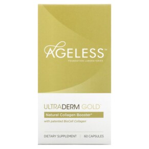 Ageless Foundation Laboratories UltraDerm Gold Natural Collagen Booster with Patented BioCell Collagen 60 Capsules 691546001608