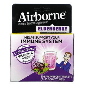 AirBorne Immune Support Supplement Elderberry 2 Tubes 10 Effervescent Tablets Each 647865903789
