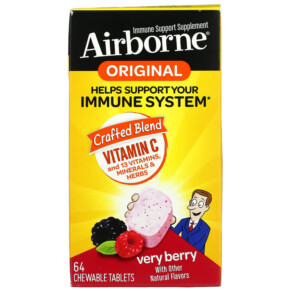 AirBorne Original Immune Support Supplement Very Berry 64 Chewable Tablets 647865186304