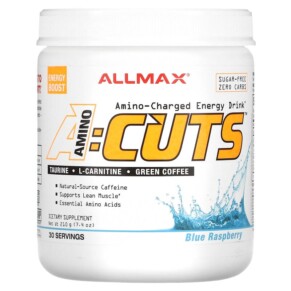 ALLMAX ACUTS Amino-Charged Energy Drink Blue Raspberry 7.4 oz (210 g) 665553226590