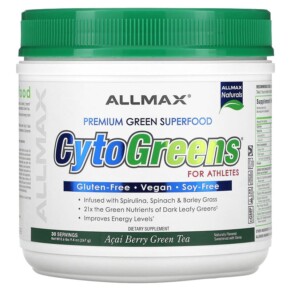 ALLMAX CytoGreens For Athletes Acai Berry Green Tea 0.6 lbs (267 g) 665553222844