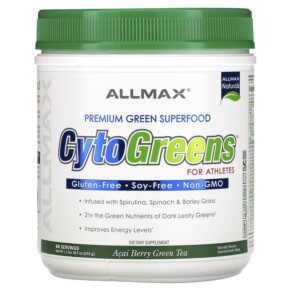 ALLMAX CytoGreens Premium Green Superfood for Athletes Acai Berry Green Tea 1.2 lbs (535 g) 665553201528