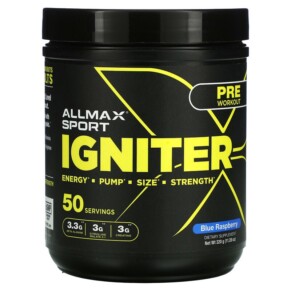 ALLMAX Igniter Pre-Workout Blue Raspberry 11.28 oz (320 g) 665553228976