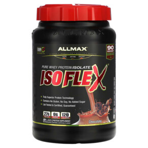 ALLMAX Isoflex 100% Ultra-Pure Whey Protein Isolate (WPI Ion-Charged Particle Filtration) Chocolate 32 oz (907 g) 665553121123