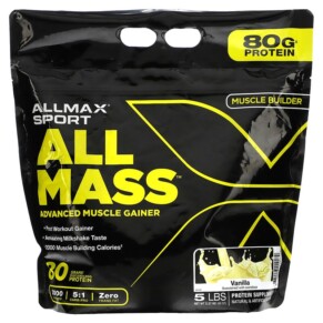 ALLMAX Sport All Mass Advanced Muscle Gainer Vanilla 5 lbs 2.27 kg (80 oz) 665553229270
