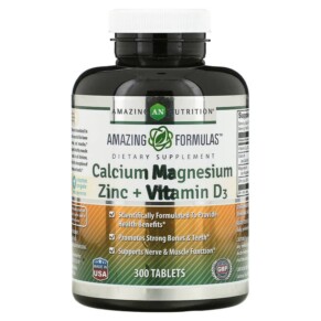 Amazing Nutrition Calcium Magnesium Zinc + Vitamin D3 300 Tablets 810180029315