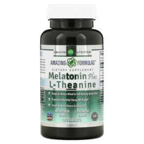 Amazing Nutrition Melatonin Plus L-Theanine 10 mg 120 Tablets 810180027854