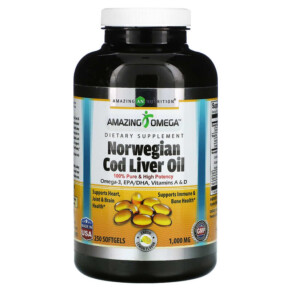 Amazing Nutrition Norwegian Cod Liver Oil Lemon 1.000 mg 250 Softgels 810180021098