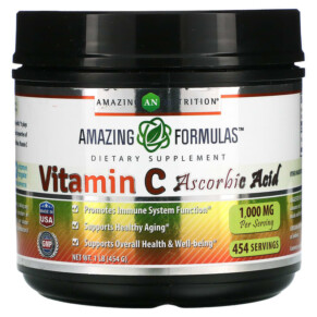 Amazing Nutrition Vitamin C Ascorbic Acid 1.000 mg 1 lb (454 g) 810180025966
