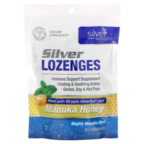 American Biotech Labs Silver Biotics Mighty Manuka Mint 21 Lozenges 3 oz (85 g) 831060004901