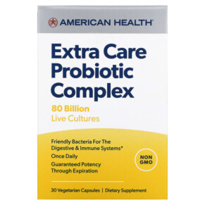 American Health Extra Care Probiotic Complex 80 Billion CFU 30 Vegetarian Capules 076630300834