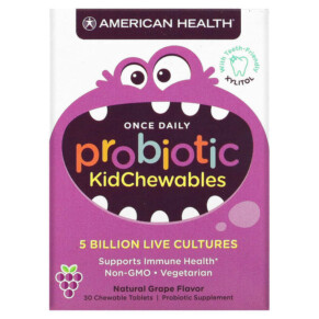 American Health Probiotic KidChewables Natural Grape 5 Billion Live Culture 30 Chewable Tablets 076630303019