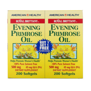 American Health Royal Brittany Evening Primrose Oil 500 mg 2 Bottles 200 Softgels Each 076630036344