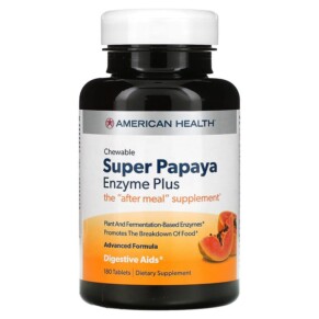 American Health Super Papaya Enzyme Plus Chewable 180 Tablets 076630502047