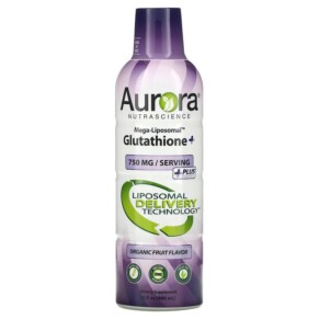 Aurora Nutrascience Mega-Liposomal Glutathione+ Plus Vitamin C Organic Fruit 750 mg 16 fl oz (480 ml) 628504648018