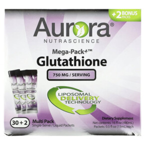 Aurora Nutrascience Mega-Pack+ Glutathione 750 mg 32 Packs 0.5 fl oz (15 ml) Each 628504648186