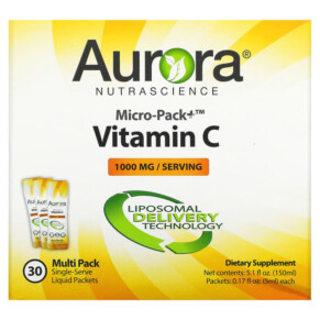Aurora Nutrascience Micro-Pack+ Vitamin C 1.000 mg 30 Packets 0.17 fl oz (5 ml) Each 628504648193