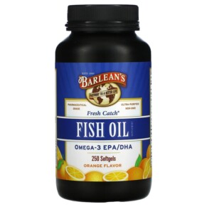Barlean's Fresh Catch Fish Oil Supplement Omega-3 EPA/DHA Orange 250 Softgels 705875610087