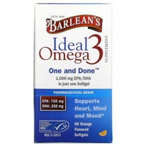 Barlean's Ideal Omega 3 Orange 1.000 mg EPA/DHA 60 Softgels 705875610193