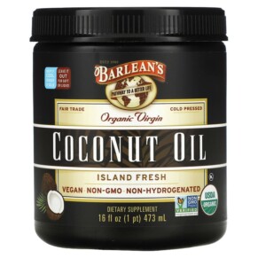Barlean's Organic Virgin Coconut Oil Island Fresh 16 fl oz (473 ml) 705875000253