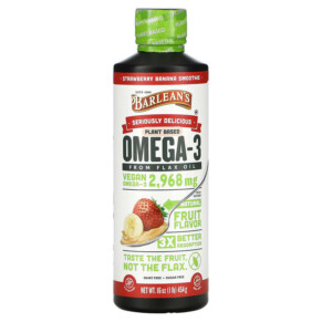 Barlean's Seriously Delicious Omega-3 from Flax Oil Strawberry Banana Smoothie 2.968 mg 16 oz (454 g) 705875000260