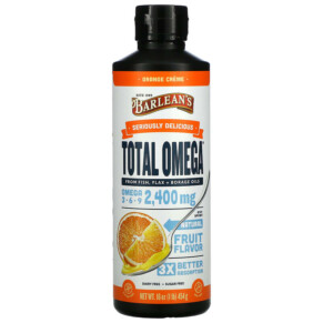 Barlean's Total Omega 3 · 6 · 9 Orange Creme 2.400 mg 16 oz (454 g) 705875000277