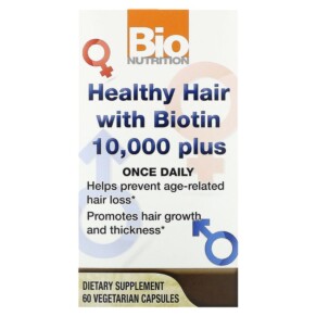 Bio Nutrition Healthy Hair with Biotin 10.000 Plus 60 Vegetarian Capsules 854936003297