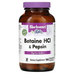 Bluebonnet Nutrition Betaine HCL & Pepsin 180 Vegetable Capsules 743715008977