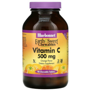 Bluebonnet Nutrition EarthSweet Chewables Vitamin C Orange 500 mg 90 Chewable Tablets 743715005051