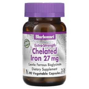Bluebonnet Nutrition Extra Strength Chelated Iron 27 mg 90 Vegetable Capsules 743715006706