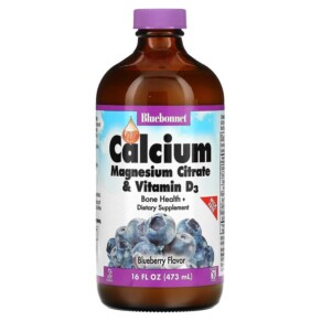 Bluebonnet Nutrition Liquid Calcium Magnesium Citrate & Vitamin D3 Blueberry 16 fl oz (473 ml) 743715006867