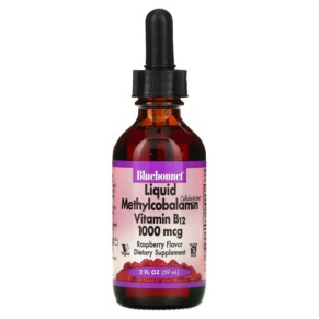 Bluebonnet Nutrition Liquid CelluarActive Methylcobalamin Vitamin B12 Raspberry 1.000 mcg 2 fl oz (59 ml) 743715004399