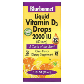 Bluebonnet Nutrition Liquid Vitamin D3 Drops Citrus 50 mcg (2.000 IU) 1 fl oz (30 ml) 743715003767