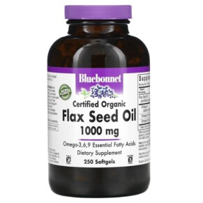 Bluebonnet Nutrition Organic Flax Seed Oil 1.000 mg 250 Softgels 743715009233