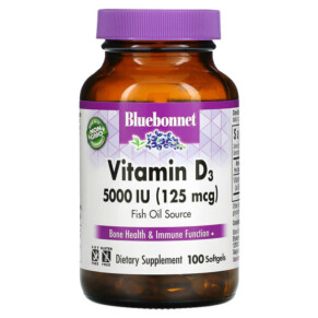 Bluebonnet Nutrition Vitamin D3 125 mcg (5.000 IU) 100 Softgels 743715003217