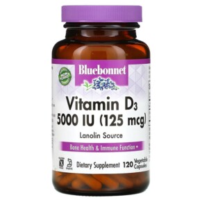 Bluebonnet Nutrition Vitamin D3 125 mcg (5.000 IU) 120 Vegetable Capsule 743715003699