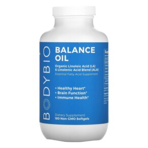 BodyBio Balance Oil Linoleic Acid (LA) & Linolenic Acid Blend (ALA) 180 Non-GMO Softgels 743474911020