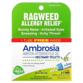 Boiron Ambrosia Ragweed Allergy Relief Meltaway Pellets 3 Tubes 80 Pellets Each 306962020002