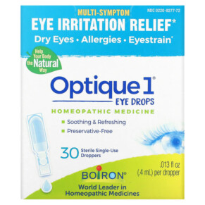 Boiron Optique 1 Eye Irritation Relief Eye Drops 30 Sterile Single-Use Droppers 0.013 fl oz (0.4 ml) Each 306969277720