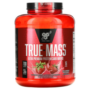 BSN True-Mass Ultra Premium Protein/Carb Matrix Strawberry Milkshake 5.82 lbs (2.64 kg) 834266006502